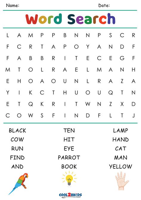 Preschool Word Search, Simple Word Search For Kids, Word Search For Kids Free Printable, Easy Word Search For Kids, Simple Word Search, Kindergarten Word Search, Word Searches For Kids, Easy Word Search, Word Search For Kids