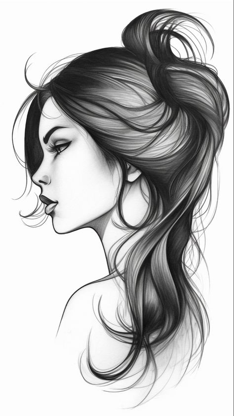 Woman Face Tattoo Design Drawings, Lady Face Drawing, Beautiful Woman Sketch, Women Face Drawing, Girl Portrait Tattoo, Tattoo Sketches Unique, Drawing Ideas Creative Unique, Unique Portrait Art, Tattoo Detailed