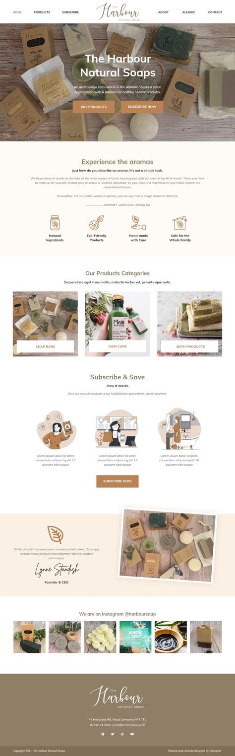 Home / landing page mockup design for a Natural Soap Shop using AdobeXD by Zealopers, a website design and development agency. Ecom Website Design Inspiration, Simple Home Page Design Website, Website Home Page Layout, Landing Page Mockup, Shopify Landing Page Design, Website Home Page Ideas, Website Home Page Design Inspiration, Farm Web Design, Landing Page Layout Design