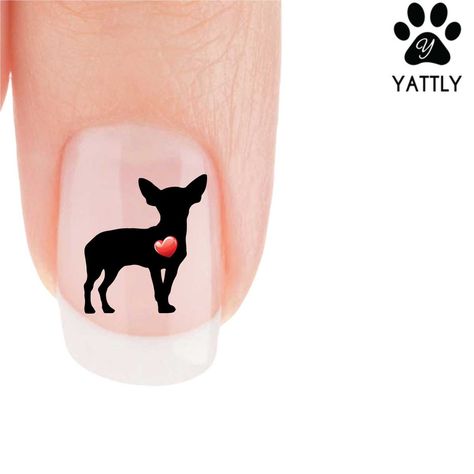 "My Heart" Chihuahua Nail Art Decals (Now! 50% more FREE) Chihuahua Nail Art, Chihuahua Silhouette, White Pug, Westminster Dog Show, Nail Art For Kids, Chihuahua Mom, Puppy Art, Nail Art Decals, Awesome Nails