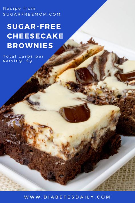 Cheesecake Brownie Recipe, Pineapple Bars, Sweets For Diabetics, Sugar Free Desserts Easy, Brownie Desserts Recipes, Sugar Free Brownies, Cheesecake Brownie, Sugar Free Cheesecake, Gooey Brownies