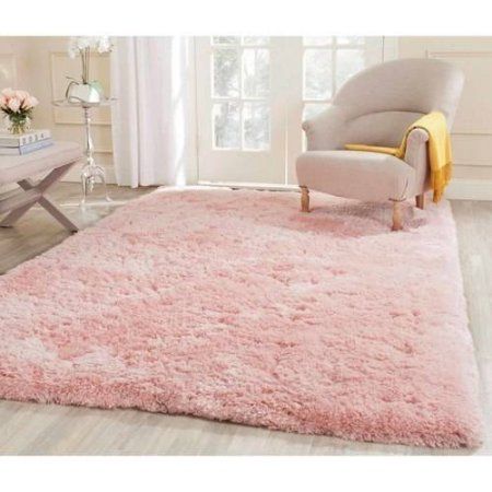 Safavieh Giselle Solid Shag Area Rug or Runner, Pink Pink Shag Rug, Pink Rugs, Smart Tiles, Grey Carpet, Pink Area Rug, Pink Bedroom, Decor Guide, Polyester Rugs, Shag Area Rug