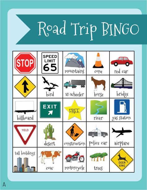 Great idea for a free printable--five versions of travel bingo so each of your kids can have a different one on a road trip Fun Road Trip Games, Travel Bingo, Road Trip Bingo, Kids Travel Activities, Bingo For Kids, Road Trip Activities, Road Trip Games, Bingo Printable, Road Trip With Kids