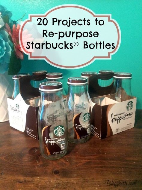 I headed over to Pinterest to see what crafty and smart ways I could re-purpose the bottles. I’ve gathered 19 more projects for re-purposing Starbucks© bottles Starbucks Glass Bottle Crafts, Starbucks Bottle Crafts, Starbucks Glass Bottles, Repurposed Containers, Starbucks Bottles, Café Starbucks, Jar Projects, Frappuccino Bottles, Brunch Decor