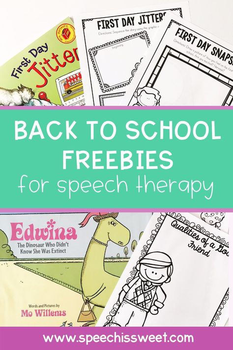 5 Back to School Speech Therapy Activities - I put together a round-up of free speech therapy materials to help you get off to a great start with the new school year! You'll find articulation activities, language activities, and social skills activities perfect for back to speech/ the first day of speech! | Speech is Sweet First Day Speech Therapy Activities, Speech Therapy First Day Activity, Back To School Speech Therapy Activities, Articulation Activities Preschool, Back To School Speech Therapy, Speech Therapy Organization, Speech Therapy Free, Interactive Books For Kids, Speech Crafts