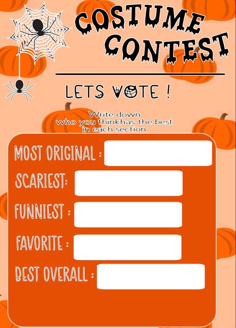 Halloween Contest Categories, Halloween Costume Contest Ballots, Halloween Costume Contest Prizes, Halloween Costume Contest Ideas, Costume Contest Prize Ideas, Costume Contest Categories, Halloween Hangout, Costume Contest Winner, Halloween Block Party