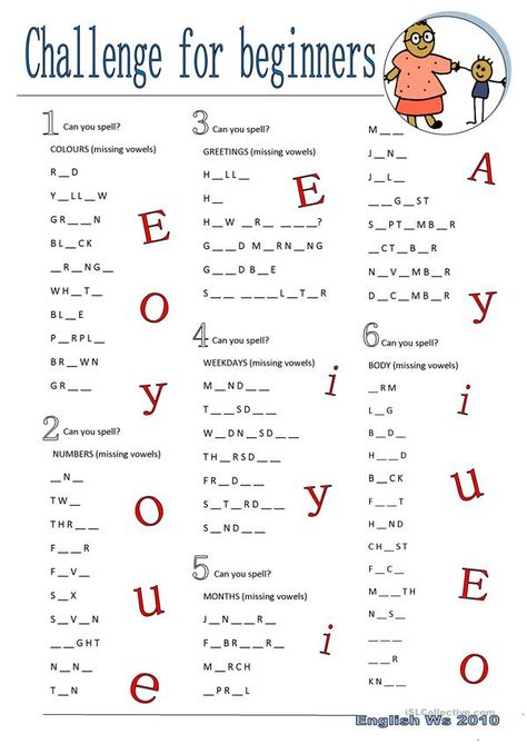 Challenge for Beginners - English ESL Worksheets Numbers Activities, English Grammar For Kids, Grammar For Kids, English Activities For Kids, English For Beginners, Easy English, Spelling Worksheets, Spelling Practice, To Learn English