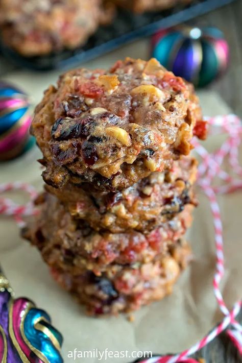 Christmas Rocks - A Family Feast® Fruit And Nut Cookies, Dried Fruit Cookies Recipe, Rock Cookies Recipe, Dried Fruit Cookies, Fruit Cake Cookies Recipe, Classic Christmas Dessert, Cake Cookies Recipe, Jamaican Recipe, Fruitcake Cookies