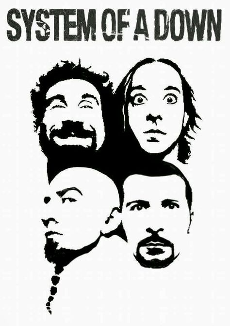 SOAD Rock Music Art Ideas, System Of A Down Poster Vintage, Soad Band Tattoo, Black And White Rock Posters, Soad System Of A Down Art, System Of A Down Patch, Black And White Band Posters, System Of A Down Drawing, Soad System Of A Down Wallpaper