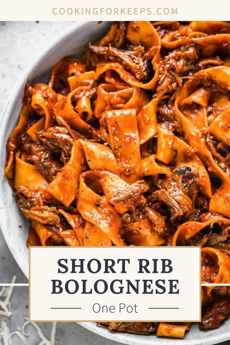 Short Ribs Pasta Recipe, Short Rib Bolognese Sauce, Short Rib Bolognese, Football Recipes, Italian Stallion, Short Ribs Recipe, Fall Menu, Bolognese Recipe, Hot Dish