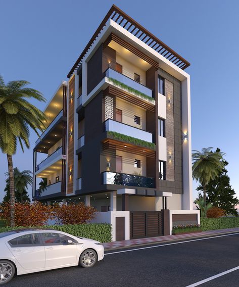 G+2 Building Front Elevation, G+2 Apartment Elevation Design Modern, G+4 Elevation Design, G 4 Building Elevation, G+2 Elevation Design Indian Modern, G 4 Apartment Elevation, 4 Storey Building Elevation Modern, Elevation For G+2, Building Elevation Indian