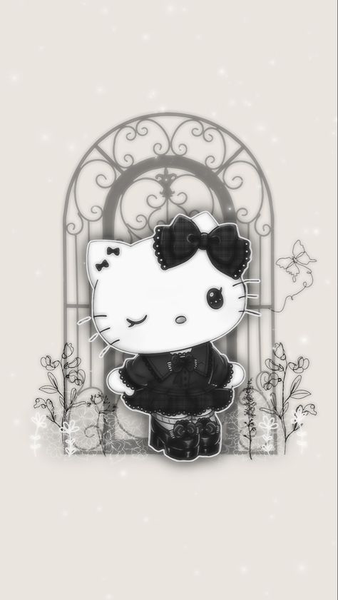 Goth Hello Kitty Aesthetic, Wallpaper Gothic, Estilo Dark, Hello Kitty Aesthetic, Hello Kitty Backgrounds, Friends Wallpaper, Cute Doodles Drawings, Kitty Wallpaper, Aesthetic Images