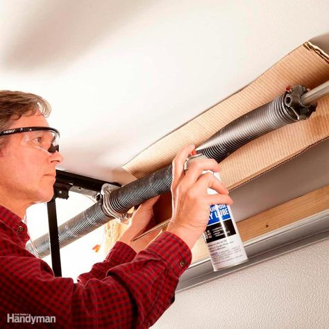 Garage Door Maintenance, House Maintenance, Garage Door Springs, Home Maintenance Checklist, Maintenance Checklist, The Family Handyman, Garage Door Repair, Door Repair, Up House