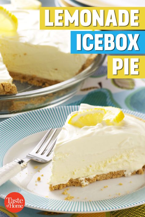 Lemon Box Pie, Lemon Icebox Dessert, No Bake Lemonade Pie, Lemonaid Pie, Icebox Pie Recipes, Ice Box Lemon Pie, Lemonade Pie No Bake, Lemonade Pies, Lime Icebox Pie