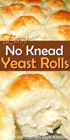 Bakers of all skill levels can make these fluffy No Knead Yeast Rolls #nokneadbread #nokneadrolls #breadrecipes #bread #dinnerrolls #homemadebread #food #recipes #southernfood #southernrecipes #melissassouthernstylekitchen No Knead Yeast Rolls, Best Yeast Rolls, Easy Yeast Rolls, Yeast Rolls Recipe, Homemade Bread Recipes Easy, Homemade Rolls, Biscuit Bread, Biscuit Rolls, Homemade Dinner Rolls