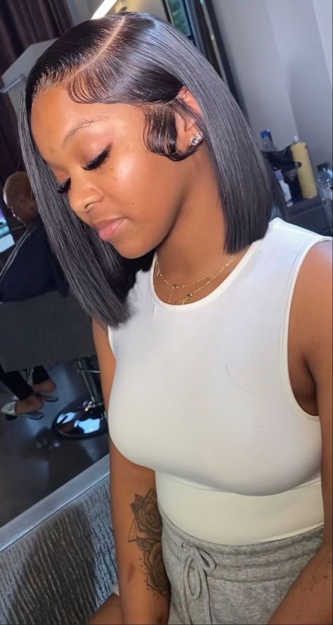 Side Part Bob Black Women Wig, Bob Hairstyles Frontal, Bob Weave Hairstyles Sew Ins, Side Part Closure Bob, Frontal Bob Hairstyles, Side Part Bob Quick Weave, Deep Side Part Bob, Side Part Bob Wig, Weave Bob Hairstyles