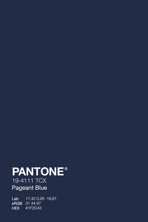 Make a statement this winter season with the beautiful, vibrant PANTONE Pageant Blue 19-1411 TCX. This bold blue hue is part of the PANTONE Palette and will elevate your style to new heights. Step out of your comfort zone and make an impact - try PANTONE Pageant Blue today! Dark Blue Pantone Palette, Pantone Tcx Blue, Dark Blue Color Aesthetic, Pantone Blue Shades, Pantone Colors Blue, Pantone Bleu, Dark Blue Pantone, Navy Blue Pantone, Pantone Navy