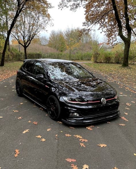 Fallen Leaves, Black Car, Volkswagen, Golf, Black