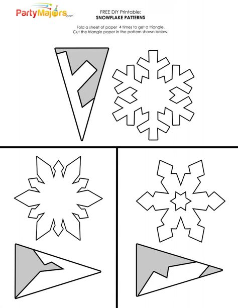 35 Printable Snowflake Cut Out Template Designs with Instructions - OhLaDe Free Printable Snowflake Patterns, Paper Snowflake Template Easy, Folded Snowflake Template, Large Snowflake Template, Snowflake Cut Out Patterns, Snowflake Cut Out, How To Cut Out A Snowflake, Snow Flake Cut Outs, Snowflakes Cut Out