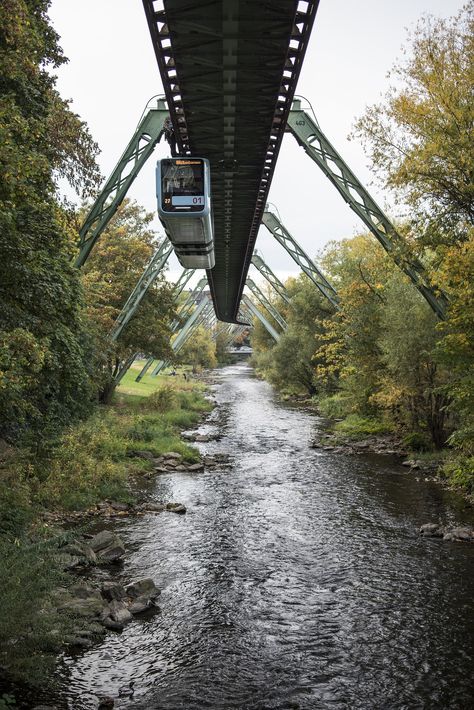 Solarpunk City, Elevated Railway, Wuppertal Germany, Metro System, Europe Germany, Luxury Train, Bridge Building, Bridge Design, Train Pictures