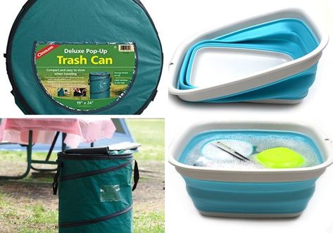 Camping Storage Tent, Space Saving Camping Hacks, Camp Organization Ideas, Camping Garbage Can Ideas, Diy Camping Accessories, Tent Camping Hacks Glamping, Diy Camping Kitchen Ideas, Camping Trash Can Ideas, Camping Organization Hacks