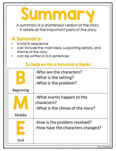 Summary Anchor Chart, Reading Journals, Summary Writing, Interactive Reading, Reading Anchor Charts, Text Structure, Reading Comprehension Strategies, Essay Writing Skills, 3rd Grade Reading