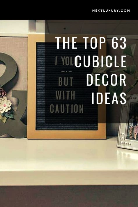 Since the cubicle is isolated compared to an open office space layout, the cubicle walls could be all an employee sees for several hours of their day. You should awn the drab walls with your favorite things to look at if you happen to work in a cubicle. #nextluxury #cubicle #cubicledecor #cubicledecorationideas #cubicledesigns Work Cubicle Decor Ideas Professional, Cubicle Decorating Contest, How To Decorate My Cubicle At Work, Black And Gold Cubicle Decor, Office Cubical Aesthetic, Cube Decorating Ideas Cubicles, Decorating Your Office At Work Business, Cubical Decoration Ideas, Cubby Decorating Ideas