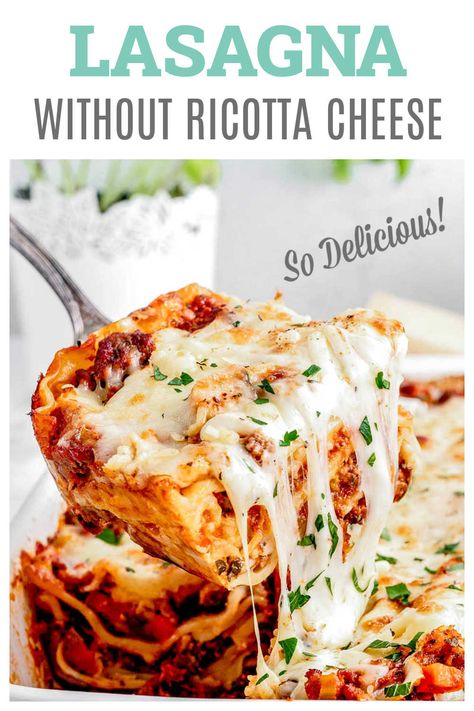 Cream Cheese Lasagna Recipe, Homemade Lasagna No Ricotta, Easy No Meat Lasagna Recipe, Substitute For Ricotta Cheese In Lasagna, Lasagna Recipes Without Ricotta, Bechamel For Lasagna, Lasagna With Veggies And Meat, Ricotta Free Lasagna Recipe, Lasagna With Cheddar Cheese