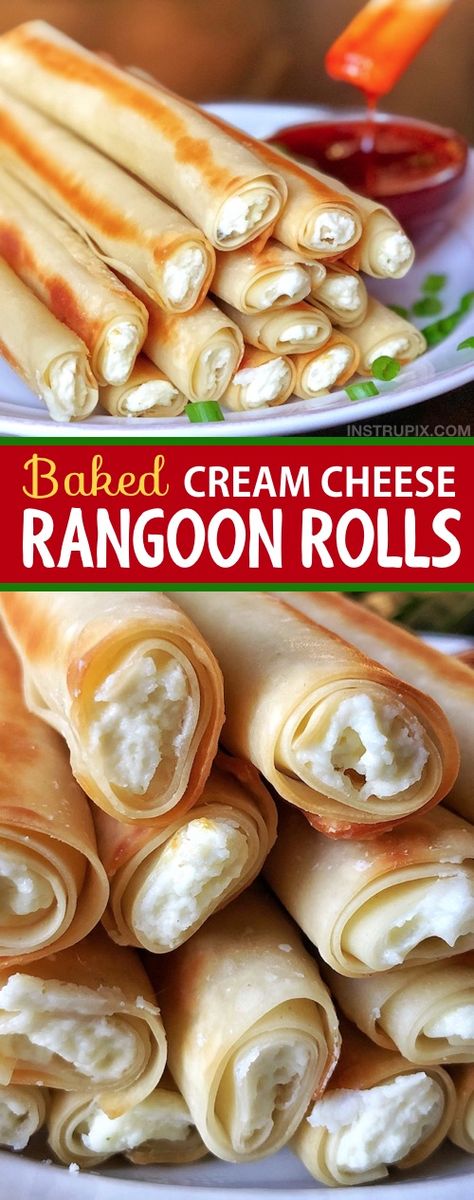 Rangoon Rolls, Cream Cheese Rangoon, Cheese Rangoon, Baked Cream Cheese, Different Types Of Food, Sweet And Sour Sauce, Think Food, Cooking Wine, Party Food Appetizers