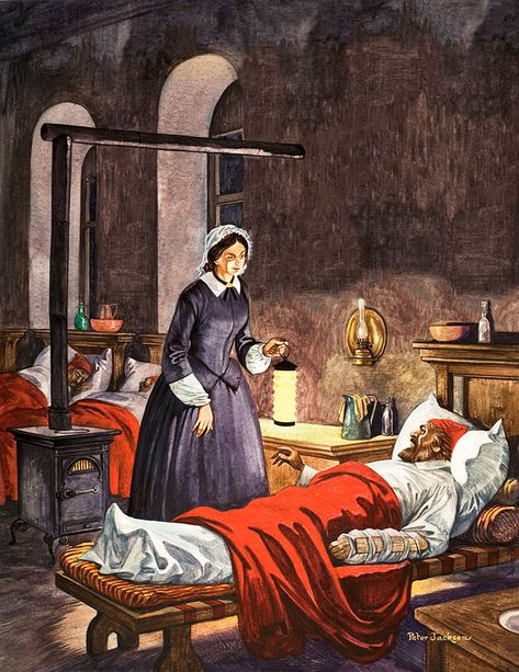 Florence Nightingale by Peter Jackson Florence Nightingale Lamp, Images Of Nurses, Lady With The Lamp, History Of Nursing, Peter Jackson, Nurse Art, Florence Nightingale, Vintage Nurse, Giclee Painting