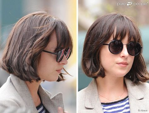 Dakota Johnson Hair How To Be Single, Dakota Johnson How To Be Single, Dakota Johnson Bob, Bobbed Hairstyles With Fringe, Dakota Johnson Hair, Bob Haircuts With Bangs, Short Haircuts With Bangs, Asymmetrical Bob Haircuts, Stacked Bob Hairstyles