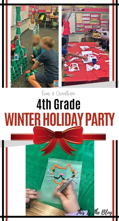 Christmas Class Parties Room Mom, Class Christmas Party Games 4th Grade, Winter Party 2nd Grade, Christmas Party At School Ideas, Christmas Party 3rd Grade, Classroom Christmas Party Activities, Winter Holiday Party Classroom, Class Holiday Craft, Christmas Games For 4th Graders