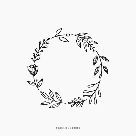 Floral Wreath Line Drawing, Wild Flowers Wreath, Floral Border Design Simple, Selling Stand, Floral Wreath Drawing, Wreath Silhouette, Image Cricut, Library Makerspace, Plaque Ideas