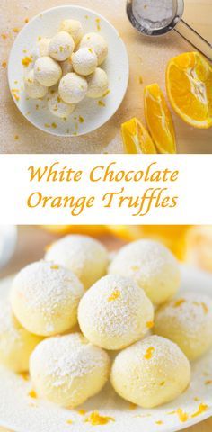 White Chocolate Orange Truffles. You only need three ingredients to make this treat! Chocolate Orange Truffles Recipe, White Chocolate Recipes Desserts, Orange Truffles Recipe, Chocolate Orange Truffles, Orange Truffles, White Chocolate Desserts, Easy Truffles, Lime Desserts, White Chocolate Truffles