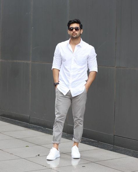 Grey Pants, White Shirt, A Man, For Men, Grey, Wall, Pants, White, Trousers