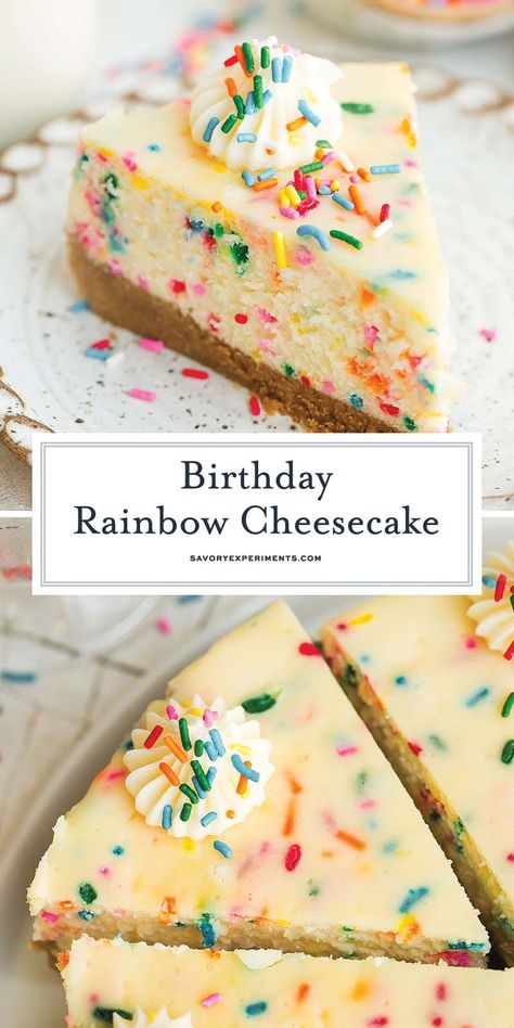 Birthday Cake Cheesecake Recipes, Cheese Cakes For Birthday, Sprinkle Cheesecake, Cheesecake Birthday, Birthday Cheesecake Recipes, Birthday Cake Cheesecake, Funfetti Cheesecake, Cheesecake Recipes Philadelphia, Birthday Cheesecake