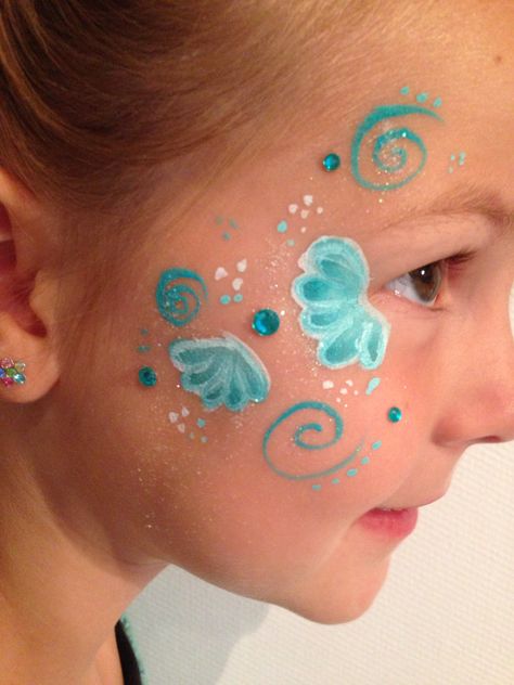 Squid Face Paint, Shell Face Paint, Face Painting Sea Theme, Face Painting Mermaid Easy, Flounder Face Paint, Seahorse Face Paint, Simple Mermaid Face Paint, Starfish Face Paint, Mermaid Facepainting Kids Easy