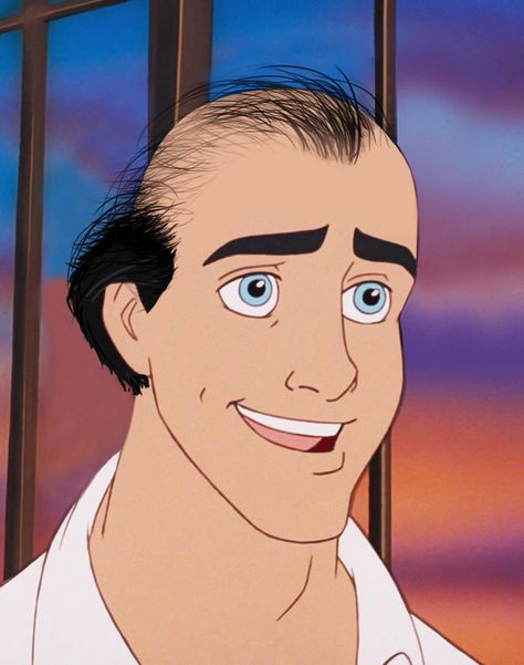 Disney Princes With Male Pattern Baldness Principe Eric, Prince Meme, Princes Disney, Baldness Solutions, Male Cartoon Characters, Bald Men Style, Bald Man, Male Pattern Baldness, Pattern Baldness