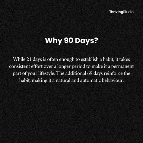 Ready to make meaningful changes that stick? Discover the 21/90 rule—a simple yet powerful approach to habit formation. Commit to a new habit for 21 days, and watch it become a natural part of your life by day 90. Whether you want to boost your health, enhance productivity, or achieve personal goals, this method provides a clear path to lasting success. #21DayChallenge #90DayTransformation #HabitFormation #LifeChange #PersonalGrowth #AchieveYourGoals 21 Days To Make A Habit, 90 Day Transformation, Habit Formation, 21 Day Challenge, Personal Goals, Watch It, 21 Days, Achieve Your Goals, Personal Growth