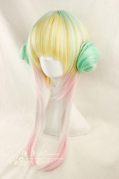 Wig Ponytail Hairstyles, Harajuku Hairstyle, Hairstyles Kawaii, Pastel Hairstyles, Kawaii Wig, Harajuku Wig, Styled Wigs, Ice Cream Hair, Harajuku Wigs