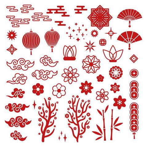 Chinese New Year Design 2023, Chinese Illustration Art, Chinese Design Pattern, Chinese Patterns Traditional, Chinese Culture Design, Chinese Flower Pattern, Asian Clouds, Chinese Pattern Design, New Year Elements