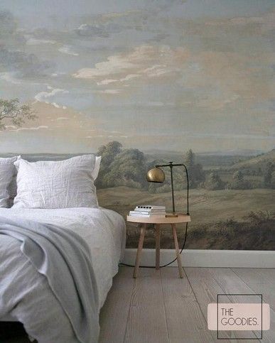 Rural Painting, Painting Wall Mural, Scenic Painting, Regular Wallpaper, Scene Wallpaper, Landscape Vintage, Wallpaper Landscape, Bedroom Murals, Bedroom Accent