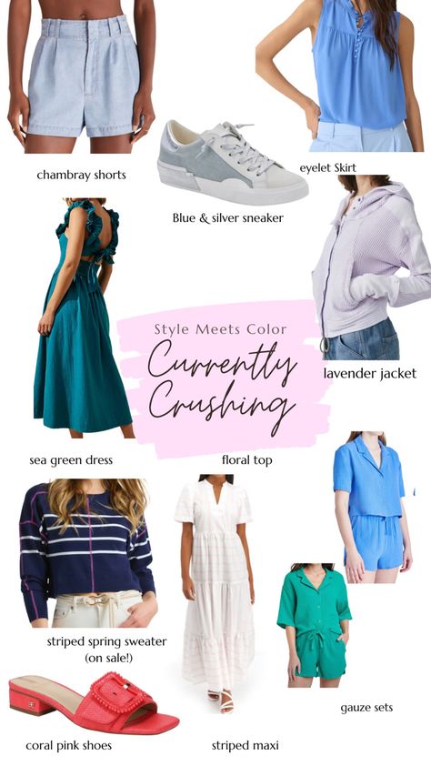 Summer House Of Colour Outfits, Sweet Pea Summer Color Palette Outfits, Cool Summer Color Palette Outfits Casual, Hoc Summer Color Outfits, House Of Color Summer Palette, House Of Color Summer Outfits, True Summer Outfits Inspiration, House Of Colour Dark Summer, House Of Colour Summer Outfits