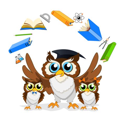 Owl School, Owl Classroom, School Background, School Board Decoration, Cute Owls Wallpaper, Cartoon Owl, Owl Vector, Animal Vector, Owl Wallpaper