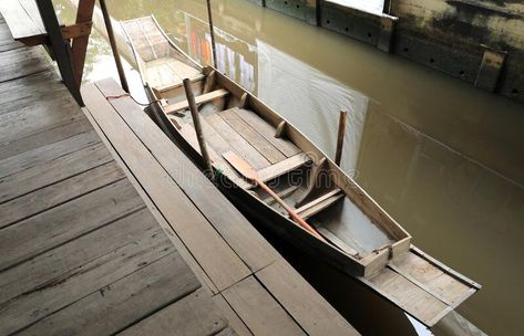 Empty wooden Thai boat floating on canal stock photo Thai Boat, Thai Architecture, Wood Boats, Art Characters, Brand Identity, Transportation, Concept Art, Photo Image, Floating