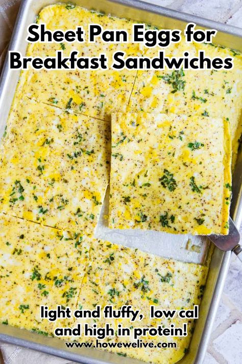 Healthy Sheet Pan Eggs, Egg White Breakfast Sandwich Meal Prep, Bake Eggs For Breakfast Sandwiches, Egg Bake For Sandwiches, Baked Egg Sandwich, Pan Sheet Eggs, Egg White Recipes High Protein, Breakfast Sandwich Eggs In Oven, High Protein Bagels Recipe