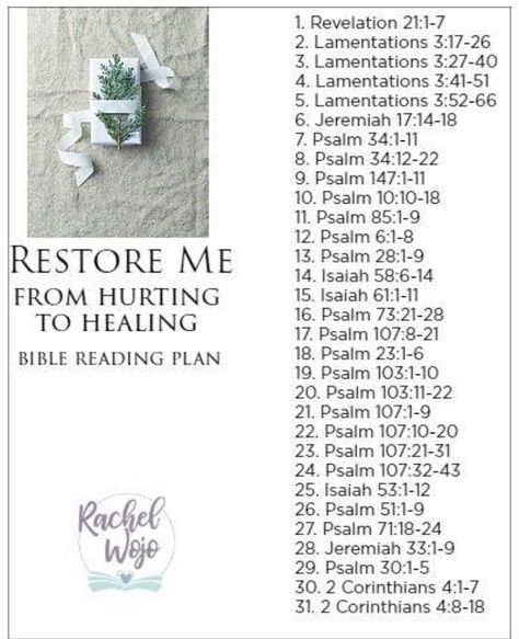 Bible Reading Plan For Heartbreak, Scripture Reading Plan For Women, Bible Reading Plan For Healing, Restoration Verses, Restoration Bible Verses, Restore Quotes, Bible Reading Plan For Women, Monthly Bible Reading Plan, Scripture Plans