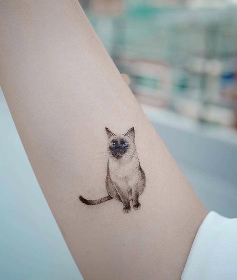 Siamese Cat Tattoo, Siamese Cat Tattoos, Cat Eye Tattoos, Minimalist Cat Tattoo, Tato Geometris, Small Animal Tattoos, Cat Tattoo Simple, See Tattoo, Cute Cat Tattoo