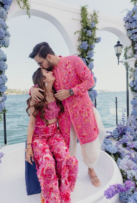 Photo from Rhea and Ashwin Wedding Bride And Groom Dress Combination Indian, Haldi Outfits For Bride And Groom, Haldi Outfits For Groom, Haldi Couple Outfits, Haldi Dress For Groom, Haldi Outfits For Bride, Haldi Outfit For Bride, Ceremony Outfit, Haldi Ceremony Outfit