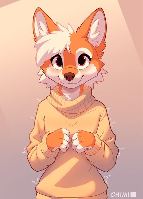 #261508 - safe, artist:azoomer, canine, fox, mammal, anthro, clothes, cream body, cream fur, cute, digital art, ears, female, fur, looking at you, orange body, orange fur, solo, solo female, sweater, topwear - Furbooru Fox Anthro, Cute Digital Art, Fox Character, Stick Figure Animation, Cartoon Style Drawing, Cream Body, Fox Art, Red Fox, She Likes